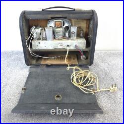 Zenith H503Y Portable Tube Radio AM Vintage Made In USA Black Leatherette Works
