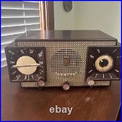 Zenith J733 Tube Radio AM/FM Telechron Clock 733 Vintage 1950s MCM Working Clock
