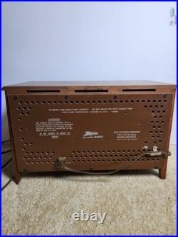 Zenith K731 AM FM Tube Radio Wood Tabletop MCM Vintage USA Tested Works