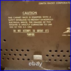 Zenith K731 AM FM Tube Radio Wood Tabletop MCM Vintage USA Tested Works