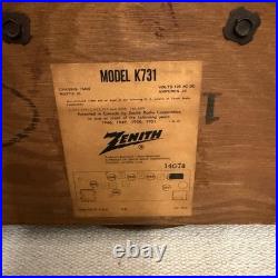 Zenith K731 AM FM Tube Radio Wood Tabletop MCM Vintage USA Tested Works
