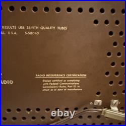 Zenith K731 AM FM Tube Radio Wood Tabletop MCM Vintage USA Tested Works