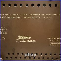 Zenith K731 AM FM Tube Radio Wood Tabletop MCM Vintage USA Tested Works