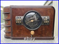 Zenith Model 7S323 Vintage Wood Table Top Tube Radio Classic Art DecoNeeds work