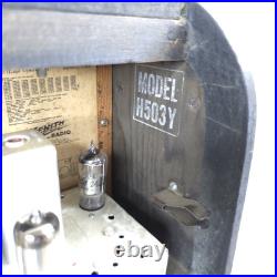 Zenith Model H503Y Portable Tube Radio AM Vintage Black Leatherette Working