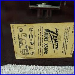 Zenith Model X509R Tube Radio AM Brown Plastic MCM 1950's Vintage Works