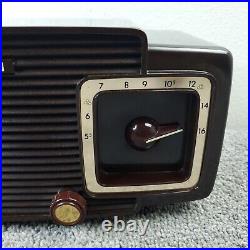 Zenith Tube Radio Clock Model Z515 AM Bakelite Brown Vintage 1950's Works