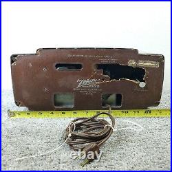 Zenith Tube Radio Clock Model Z515 AM Bakelite Brown Vintage 1950's Works
