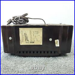 Zenith Tube Radio Clock Model Z515 AM Bakelite Brown Vintage 1950's Works
