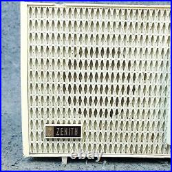 Zenith Tube Radio Model K510WA AM Vintage MCM Mid Century Modern White Works