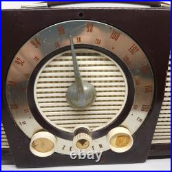 Zenith Vintage 1956 Model Y724 AM/FM Bakelite Tube Radio Cabana Brown Working